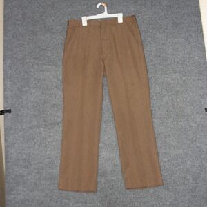 VTG Atlas Mens Trousers Brown Pleated Flat Front Pants Size‎ 33 Classic Tailored